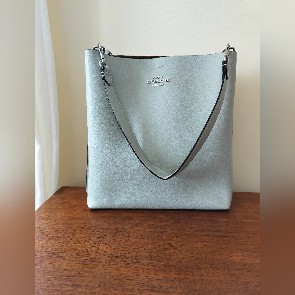 Coach Sage Green Leather Mollie Bucket Bag (Missing Cross Body Strap)